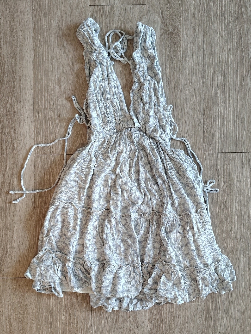 Women's Gray Ruffle Mini Dress - Lightweight Summer Dress